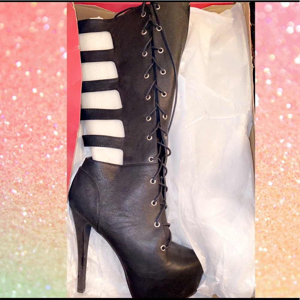 Black knee high boots